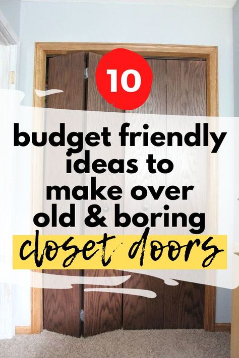 Update old and boring bedroom closet doors with these creative diy ideas. See how to upgrade builder grade closet doors on a budget. Modern, farmhouse and rustic closet door makeover ideas. Closet Door Makeover Ideas, Door Makeover Ideas, Boring Bedroom, Old Closet Doors, Bifold Doors Makeover, Easy Closet, Rustic Closet, Cheap Closet, Diy Closet Doors