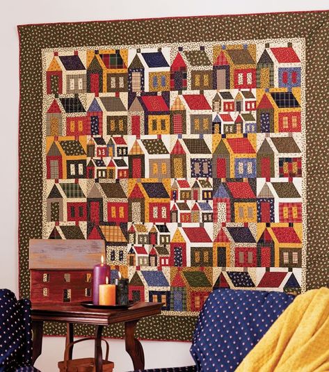 All People Quilt, House Quilt Block, House Quilt Patterns, Quilt Christmas, Yoko Saito, Block Quilts, Small Wall Hangings, House Quilts, Old Quilts