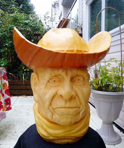 Autumnal Decorations, Pumpkin Cowboy, Cowboy Pumpkin, Pumpkin Creations, Pumpkin Sculpting, Awesome Pumpkin Carvings, Pumpkin People, Pumpkin Carving Contest, Creative Pumpkin Carving