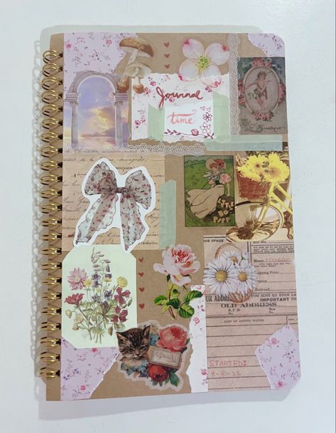 Journal Ideas Cottagecore, Cottage Core Journal Ideas, Cottage Core Scrapbook Ideas, Cottagecore Journaling, Fairytale Journal, Cottagecore Scrapbook, Fairy Scrapbook, Cats Collage, Elegant Scrapbook