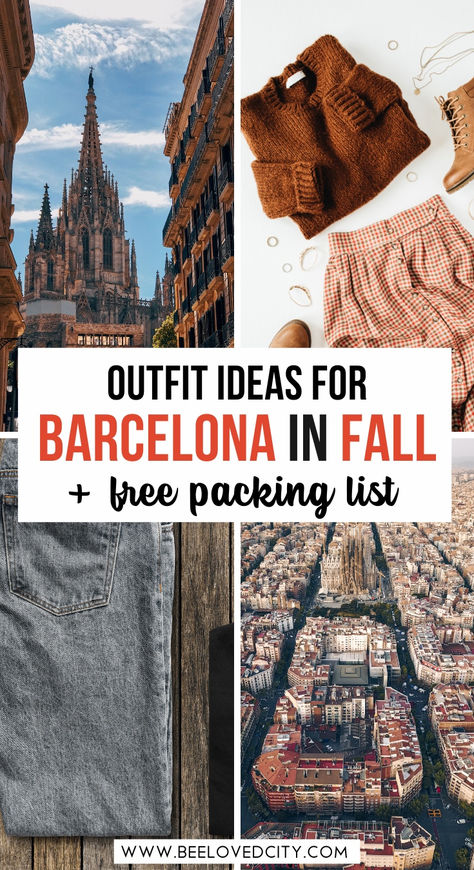 Planning your Barcelona packing list? Fall calls for chic layers, comfy shoes, and light jackets! From casual daytime looks to Halloween in Spain events, these Spain outfit ideas will have you covered. Don’t miss out on packing versatile pieces for Europe cruises and stylish Barcelona outfits for every occasion. Discover the perfect blend of comfort and style in your Spain travel outfits! #BarcelonaOutfits #SpainTravelStyle #WhatToWearInBarcelona Spain Walking Outfit, Spain Packing List Fall, November Barcelona Outfits, Spain Outfit Ideas November, Barcelona Spain Fall Outfit, Fall In Spain Outfits, Spain In December Outfits, What To Wear In Barcelona In November, Spain September Outfits