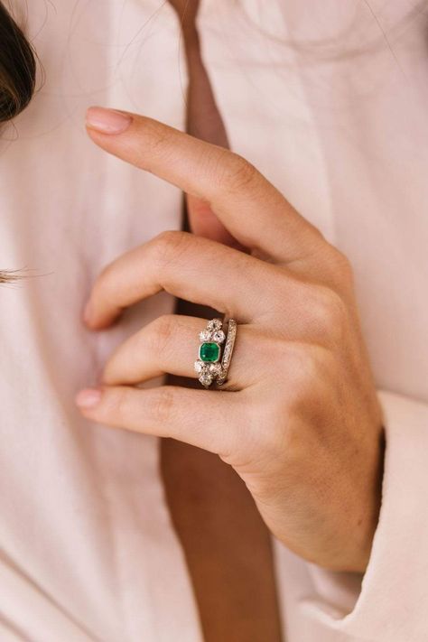 Emerald Ring Design, Victor Barbone Jewelry, Victor Barbone, Vale Jewelry, Emerald Band Ring, Milgrain Wedding Ring, Colombian Emerald Ring, Emerald Band, Emerald Ring Vintage