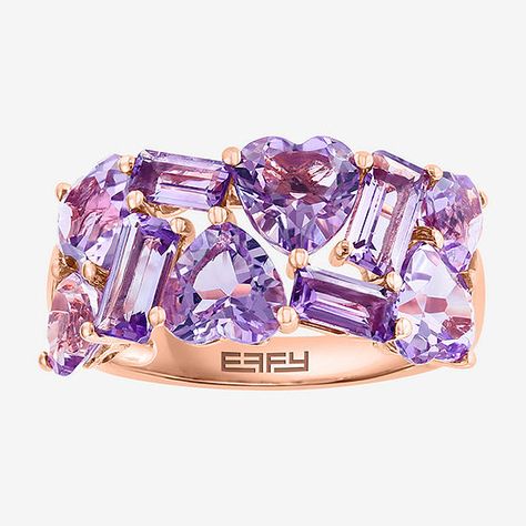 Effy Final Call Womens Genuine Pink Amethyst 14K Rose Gold Cocktail Ring - JCPenney Rose Gold Cocktail, Purple Amethyst Ring, Purple Diamond, Gold Cocktail Ring, Gold Cocktail, 14k Rose Gold Ring, Birthstone Gifts, Amethyst Purple, Pink Amethyst