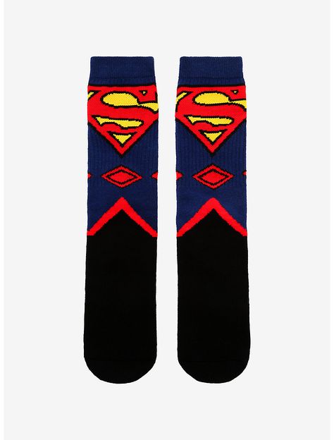 DC Comics Superman Suit Crew Socks Superman Socks, Superhero Socks, Superman Love, Superman Suit, Girls Socks, Socks And Tights, A Plane, Cool Socks, Hot Topic