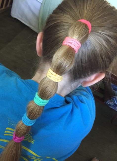 Rainbow ponytail Rainbow Ponytail, Pony Tails, Hair Wrap, Rainbow, Elastic, Hair Styles, Hair, Beauty, Quick Saves