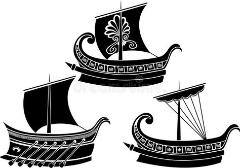 Ancient Greek Ship, Greek Ship, Ship Vector, Greek Paintings, Greek Symbol, Greek Flag, Greek Pattern, Greece Art, Ancient Greek Art