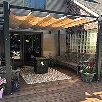 Pergola With Sun Shade, Trellis Pergola, Modern Yard, Pergola Metal, Retractable Pergola Canopy, Grape Trellis, Sun Shade Canopy, Rustic Patio, Grill Gazebo