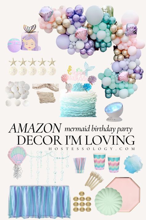 Aesthetic pink, purple, mint, and blue under the sea theme decor ideas for your bday celebration. #mermaidbirthday #undertheseabirthday #onederthesea #amazon #amazonfinds Purple And Blue Mermaid Party, 3 Under The Sea Birthday Party, Mermaid Theme 2nd Birthday Party, Under The Sea Two Year Old Birthday, Under The Sea Birthday Girl, Under The Sea Birthday Games, Oneder The Sea Balloon Arch, Under The Sea Turning 3, Under The Sea Third Birthday Party