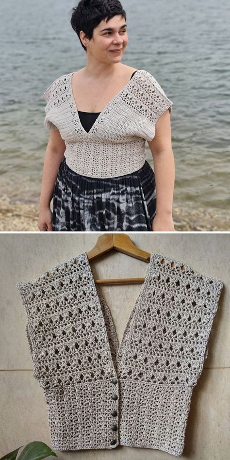 Peplum Crochet Top, Fashionable Blouses, Ladies Tops Patterns, Easy Sweater Knitting Patterns, Crochet Blouse Pattern, Crochet Tee, Crochet Shrug Pattern, Crochet Cardigan Sweater, Crochet Tops Free Patterns