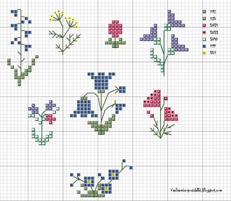 +75 Gráficos em ponto cruz de flores delicadas - Artesanato Passo a Passo! Tiny Cross Stitch, Small Cross Stitch, Pola Kristik, Cross Stitch Patterns Flowers, Mini Cross Stitch, Floral Cross Stitch, 자수 디자인, Simple Cross Stitch, Cross Stitch Patterns Free