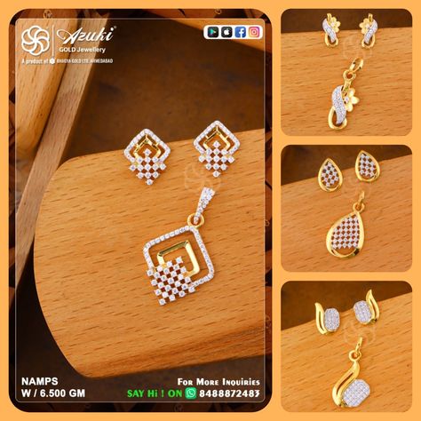 AZUKI GOLD JEWELLERY Pendal Set, Indian Gold Necklace Designs, Cz Jewellery, Mangal Sutra, Gold Jhumka, Pendent Set, Pendant Designs, Gold Jhumka Earrings, Shortcut Keys