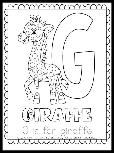 Letter G is for Giraffe FREE Printable Coloring Page F Is For Fish, G Is For Giraffe, Preschool Letter Crafts, Giraffe Coloring Pages, Giraffe Colors, Fish Coloring, Abc Worksheets, Preschool Letter, Letter Crafts