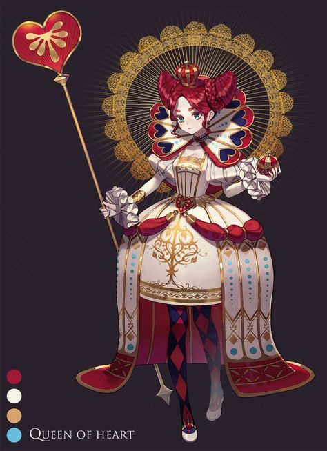 Queen Of Heart, Costume Venitien, The Queen Of Hearts, Poker Card, Concept Art Character, Arte Inspo, 영감을 주는 캐릭터, Female Character Design, Queen Of Hearts