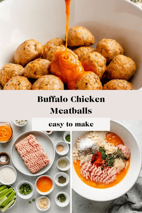 Buffalo Chicken Meatballs Meal Prep, Keto Buffalo Meatballs, Buffalo Chicken Meatballs Air Fryer, Buffalo Chicken Meatballs Healthy, Buffalo Chicken Dips, Chicken Recipes Buffalo, Appetizer Potluck, Recipes Buffalo Chicken, Buffalo Turkey Meatballs