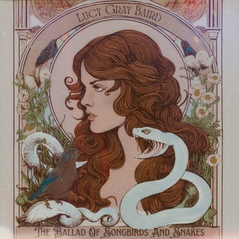 Rory Art Nouveau Revival, Hunger Games Fan Art, 70s Art, Ballad Of Songbirds And Snakes, Songbirds And Snakes, Hunger Games Fandom, Snake Art, Wrong Time, Game Illustration