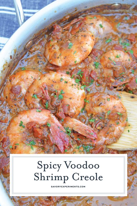 Voodoo Shrimp, Creole Shrimp Recipes, Spicy Broth, Cajun Shrimp Recipes, Serve Over Rice, Shrimp Creole, Cajun Dishes, Cajun Creole Recipes, Cajun Cooking