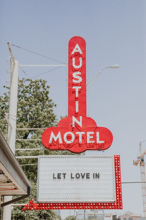 #austin #motel #neon #sign #austintexas #southcongress #texashillcountry Bunkhouse Hotels, Austin Motel, Austin Bachelorette, Motel Sign, Disney World Pictures, Rule Of Thumb, Hotel Motel, Neon Sign, Austin