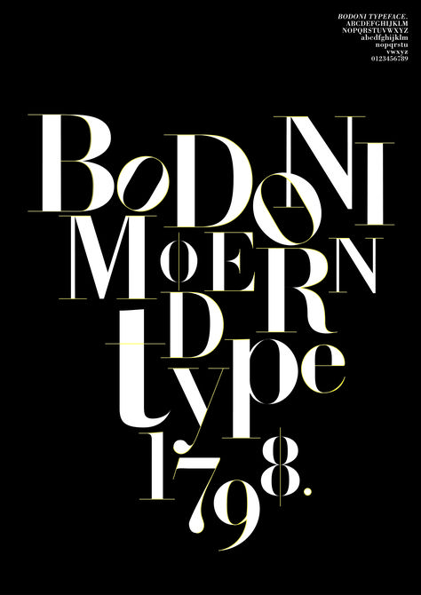 BODONI poster - BODONI MODERN TYPE 1798.  by CARSON KONG Bodoni Typography Posters, Bodoni Poster, Letter Composition, Typeface Poster, Welcome To Class, Typography Book, Typo Poster, Type Specimen, Cool Typography