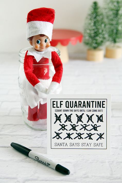 Elf Quarantine Printables Elf Quarantine, Christmas Planner Printables, Elf Christmas Decorations, Shelf Elf, Awesome Elf On The Shelf Ideas, Elf Fun, Stuck At Home, Halloween Tags, Christmas Planner