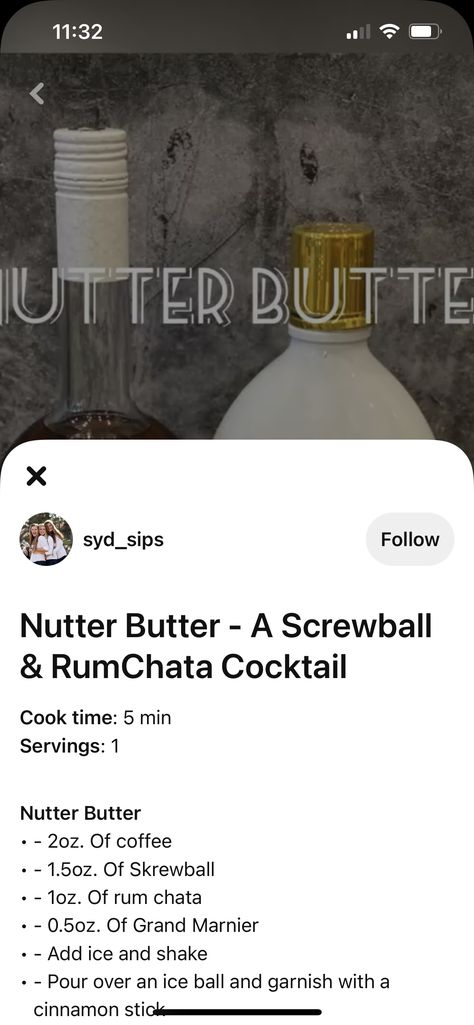 Screwball And Rumchata, Butter Cocktail, Rumchata Cocktails, Nutter Butter, Ice Ball, Grand Marnier, Cinnamon Sticks, Rum, Butter