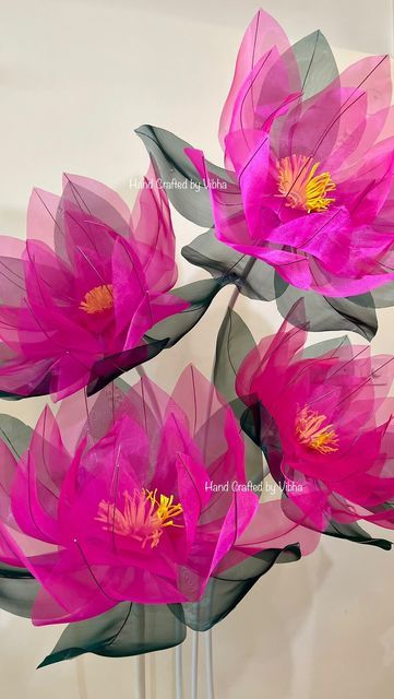 Lotus Flower Decor, Lotus Decoration, Giant Water Lily, Ganpati Decoration Theme, Sacred Flower, Ganpati Decor, Large Flower Arrangements, Scrap Fabric Crafts, Green Backdrops