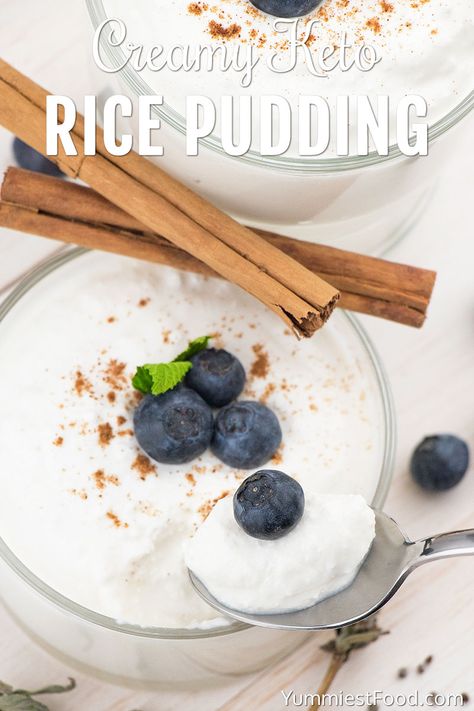 If you’re looking for a low carb version to classic rice pudding, try this Creamy Keto Rice Pudding recipe! Easy, healthy breakfast or dessert, ideal for the ketogenic diet! Keto Rice Pudding, Keto Rice, Rice Pudding Recipe Easy, Yummiest Food, Oatmeal Bars Healthy, Banana Chia Pudding, Strawberry Oatmeal Bars, Rice Pudding Recipes, Rice Pudding Recipe