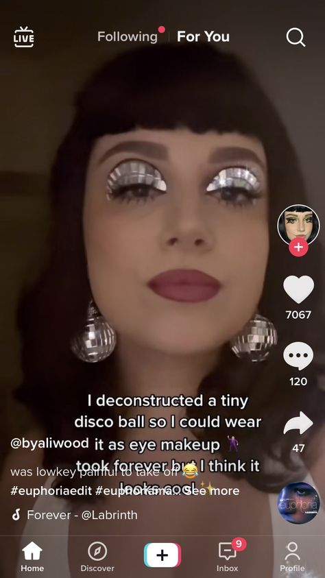 Disco Ball Eye Makeup, Mirrorball Makeup Look, Mirror Ball Makeup, Disco Ball Makeup, Disco Makeup, Eras Outfit, Ball Makeup, Dopamine Dressing, Mirror Ball