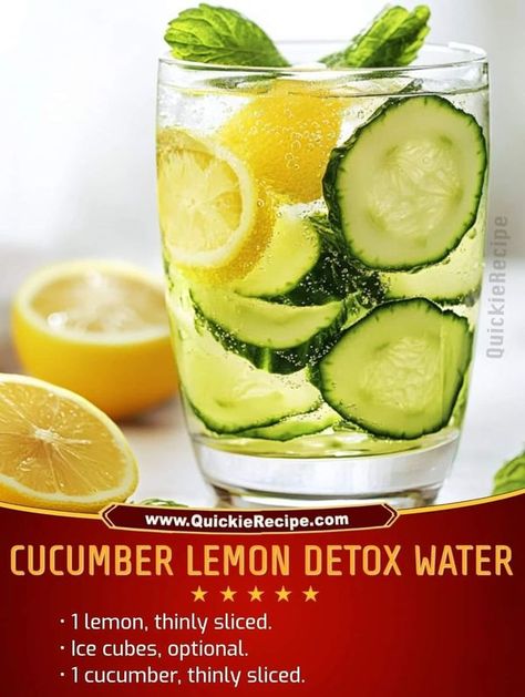 Mediterranean Kitchen Recipes | Cucumber Lemon Detox Water | Facebook Lemon Cucumber Water, Recipes Cucumber, Cucumber Lemon Water, Lemon And Mint, Lemon Cucumber, Lemon Detox, Cucumber Water, Mediterranean Kitchen, Hydrating Drinks