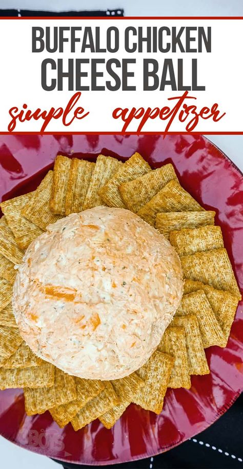 This Buffalo Chicken Cheese Ball Recipe is a delicious and easy-to-make appetizer that is sure to be a hit at any gathering. Ball Themed Appetizers, Buffalo Cheese Ball, Buffalo Chicken Cheese Ball, Chicken Cheese Ball Recipes, Ball Shaped Food, Chicken Cheeseball, Chicken Cheese Ball, Cheese Ball Dip, Cheeseball Recipe