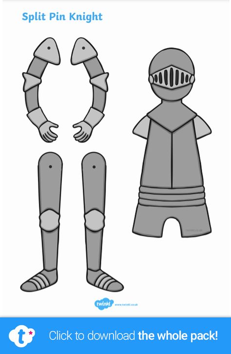 This split pin knight is a great activity to use while working on the fantasy knight topic! Children will love to get hands-on and create their own fearless fighter using the fun pieces and some simple split pins. Click to download the pack and find more handy teaching resources over on the Twinkl website. #knight #splitpin #splitpincraft #craftsforkids #crafts #teaching #teachingresources #twinkl #twinklresources #homeeducation #dragons #fantasy #homeed #parents #castles Knights And Castles Topic, Castles Topic, Fantasy Knight, Castle Project, Medieval Crafts, Knights Helmet, Magic Treehouse, Thematic Units, Medieval Knight