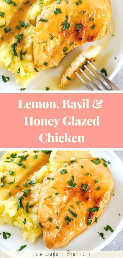 Paleo Lemon Chicken, Lemon Basil Chicken, Honey Glazed Chicken, Healthy Low Carb Dinners, Lemon Chicken Recipe, Boiled Egg Diet Plan, Honey Glazed, Lemon Basil, Carb Dinner