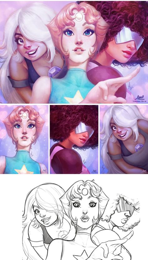 We are the crystal gems -- garnet amethyst and pearl ... (((the artist drew Garnet too light ☹))) Garnet Glasses Steven Universe, Human Garnet Steven Universe, Garnet As A Human, Crystal Gems As Humans, Garnet X Pearl, Garnet Steven Universe Fanart, Pearl X Amethyst, Garnet Amethyst And Pearl, Steven Universe Garnet