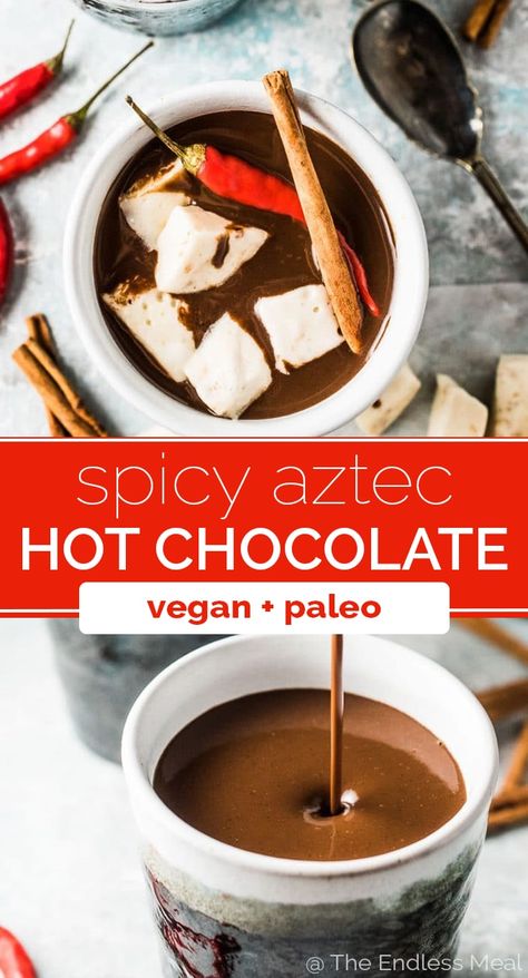 Best Hot Cocoa Recipe, Spicy Hot Chocolate Recipe, Hot Chocolate Vegan, Best Hot Cocoa, Spicy Hot Chocolate, Vegan Drinks Recipes, Hot Cocoa Recipe, Vegan Christmas Recipes, Cocoa Recipes