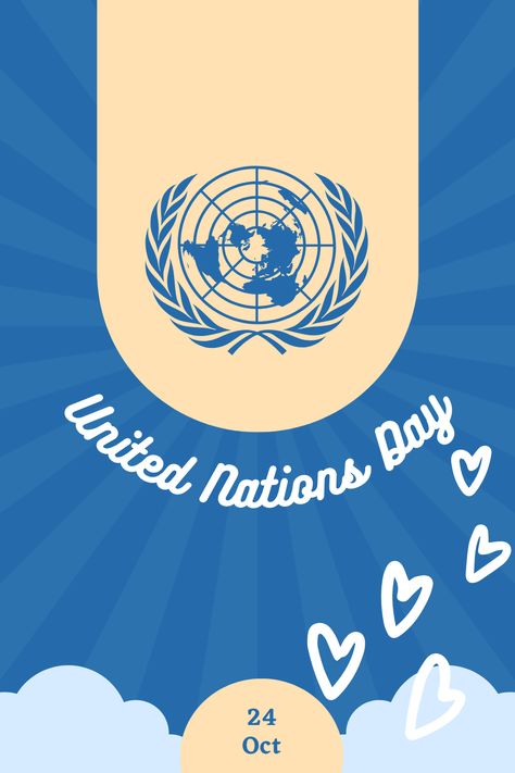 United Nations Project Cover Page, United Nations Illustration, United Nations Day Poster, Un Flag, United Nations Day, Project Cover Page, Community Service Projects, Peace And Security, Social Development