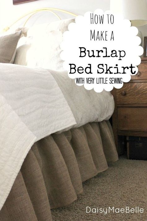 how to make a burlap bed skirt, bedroom ideas, crafts, home decor, If you can sew a straight line you can make this bed skirt Burlap Bed Skirts, Diy Bed Skirt, Burlap Projects, Cheap Bedding, Diy Burlap, Creative Sewing, Elegant Bedding, Bed Skirts, Burlap Crafts