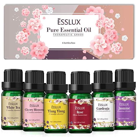 Gardenia Essential Oil, Oils For Diffuser, Cherry Blossom White, Aromatherapy Oil Blends, Essential Oil Gift Set, Floral Essential Oils, Jasmine Essential Oil, Bath Cleaning, Flower Scent