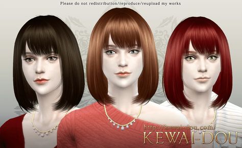 KEWAI-DOU: Cecile bob with bangs hairstyle • Sims 4 Hairs Sims 4 Blog, Bangs Hairstyle, Cc Hair, Sims 4 Cc Kids Clothing, Middle Part Hairstyles, Pelo Sims, Sims 4 Cc Makeup, Sims 4 Cc Skin, Short Bangs