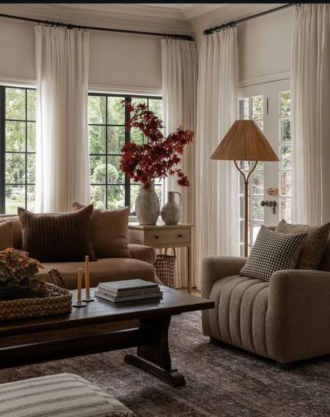 Dark Wood Floors Living Room, Neutral Living Room Colors, Burgundy Living Room, Brown Couch Living Room, Classy Living Room, Amber Lewis, Shoppe Amber Interiors, Living Room Design Inspiration, Room Color Schemes