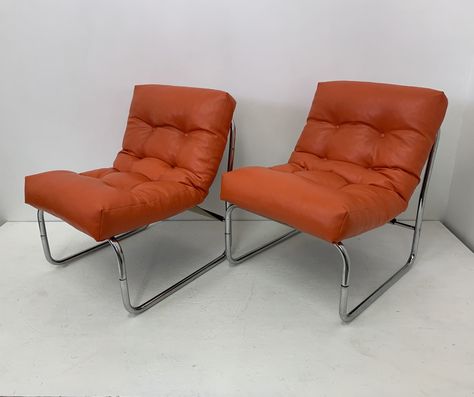 Listed on VNTG.com: Pair of rare 'Pixi' lounge chairs by Gillis Lundgren for Ikea, 1970s | #vntg #vintage Scandinavian Armchair, Safari Chair, Folding Lounge Chair, Ikea Design, Vintage Lounge, Vintage Lounge Chair, Leather Lounge Chair, Leather Lounge, Barcelona Chair