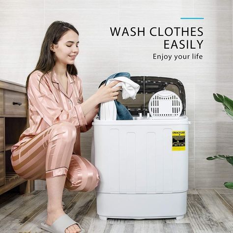 VIVOHOME Electric Portable 2 in 1 Twin Tub Mini Laundry Washer and Spin Dryer Combo Washing Machine with Drain Hose for Apartments 13.5lbs Black & White Small Washer And Dryer, Mini Washer And Dryer, Skoolie Ideas, Mini Laundry, Camper Furniture, Mini Washer, Small Washing Machine, Spin Dryers, Twin Tub