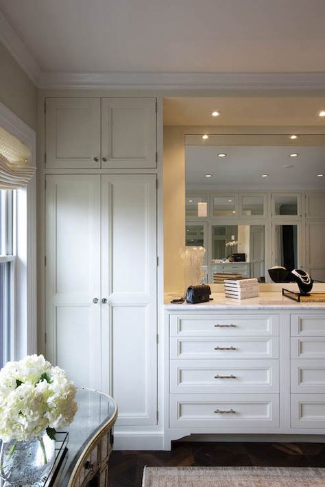 Dressing Room | Crown Point Cabinetry Timeless Remodel, Bedroom Closet Doors, Bedroom Built Ins, Dresser In Closet, Built In Dresser, Closet Built Ins, Walking Closet, Bedroom Cabinets, Closet Remodel