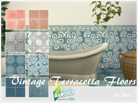 Aesthetic Games, Terracotta Floor Tiles, Terracotta Floors, Sims 4 Kitchen, Tiles For Kitchen, Terracotta Floor, Play Sims, Sims Building, Sims 4 Downloads