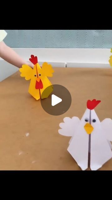 cutcutefunny on Instagram: "Chicken race 🐔🚩  📷diy hacks #playathomeideas #toysathome #diytoysforkids #diytoy #toddleractivities #toddlerdiy #toddlertoyidea #spendingtimewithkids #becreativeathome" Paper Chicken Craft, Chicken Diy Projects, Chicken Crafts For Kids, Diy Chicken Toys, Paper Chicken, Chicken Song, Chicken Craft, Origami Toys, Chicken Toys