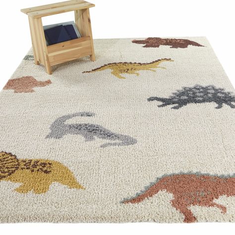 Area Rugs Dinosaur Playroom, Dinosaur Rug, Dinosaur Kids Room, Inspired Drawings, Dinosaur Room, Boho Space, Rug Cream, Kids Rug, Floor Heating