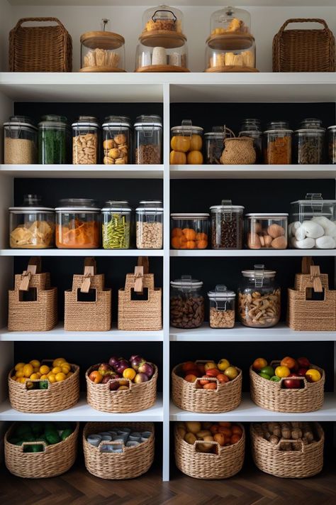 Desain Pantry Dapur, Pantry Room, Organized Pantry, Pantry Organisation, House Organisation, Fresh Kitchen, Desain Pantry, Kitchen Organization Pantry, Kitchen Organisation