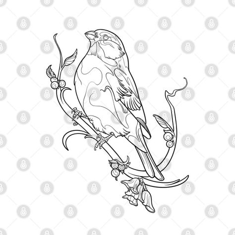 Bullfinch White by scottconnick Beer Stickers, Tattoo Posters, Retro Tattoos, Artist Humor, Bullfinch, Tattoo T Shirts, Forest Illustration, Top Tattoos, Halloween News