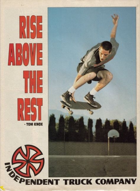 oldskateadverts | shadowoftheskull: Tom Knox, Independent Trucks... Independent Truck Company, Independent Trucks, Thrasher Skate, Angel Posters, 90s Skate, Skate 3, Skate And Destroy, Swag Pics, Skateboard Photography