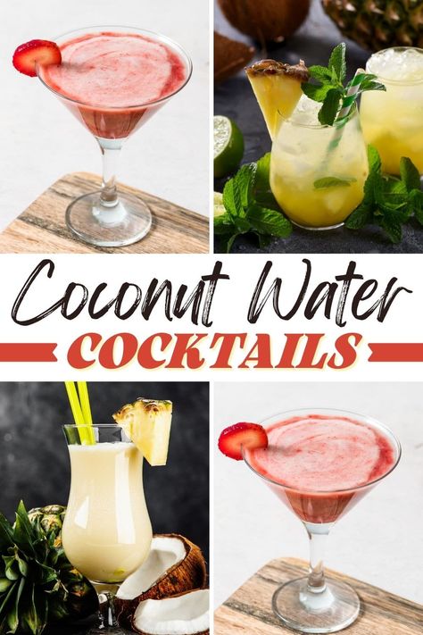 Try these coconut water cocktails when you're in the mood for something tropical! From margaritas to pina coladas to punch, these drinks make you feel like you're on vacation. Drink With Coconut Water, Coconut Water Cocktail, Water Cocktails, Coconut Water Benefits, Pina Coladas, 7 Day Meal Plan, Best Cocktail Recipes, Toasted Coconut, Pina Colada