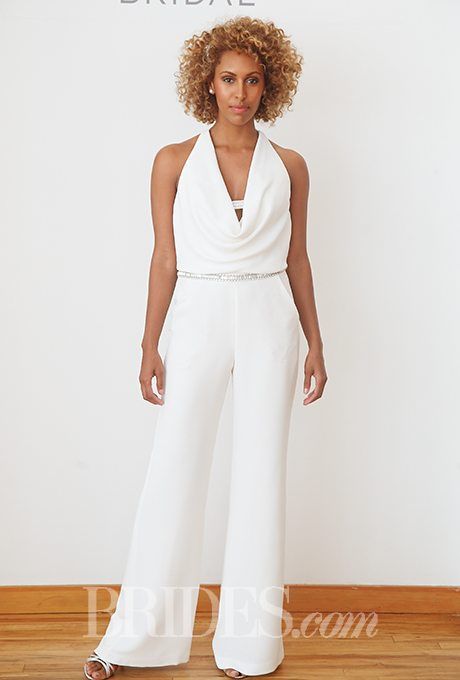 Feminine, Bridal Pant Suits for your Wedding Day | PreOwned Wedding Dresses Bridal Pant Suit, Vintage Wedding Suits, Rustic Wedding Suit, White Jumpsuit Wedding, Bridal Pants, White Jumpsuits, Bridal Runway, Wedding Pants, Dress Over Pants