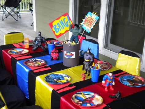 Photo 11 of 14: Superhero / Birthday "Superhero Party" | Catch My Party Superhero Birthday Party Ideas, Avenger Birthday Party, Avengers Birthday, Superhero Birthday Party, Superhero Party, Superhero Birthday, 4th Birthday Parties, 3rd Birthday Parties, Boy Birthday Party